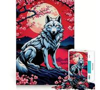 Puzzle da 1000 pezzi con volpe Kitsune Sakura per adulti, gioco di logica, divertimento rilassante, pezzo da collezione con taglio preciso (38x26cm)