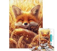 Puzzle da 1000 pezzi con volpe nel grano dorato ideale per adolescenti perfetto per una corsa a tempo compleanni e Natale 38x26cm