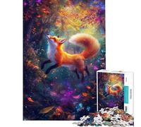 Puzzle da 1000 pezzi con volpe nella foresta incantata Puzzle per ragazzi che migliorano la memoria sfida educativa regalo per amici e familiari 38x26cm