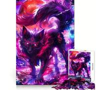 Puzzle da 1000 pezzi con volpe nera e luna rossa per adulti, ideale per l'allenamento mentale, una fuga rilassante, con taglio uniforme, perfetto come regalo per le vacanze (38x52cm)