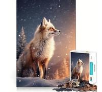 Puzzle da 1000 pezzi con volpe rossa al tramonto su una scogliera, ideale per ragazzi, gioco di puzzle per allenare la mente, attività di gruppo, arte e assemblaggio, regalo classico (38x52cm)