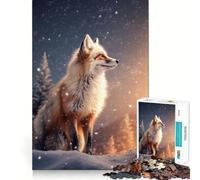 Puzzle da 1000 pezzi con volpe rossa al tramonto su una scogliera, per adulti e ragazzi, gioco di abilità, rilassante e divertente, con bordi netti, ideale come regalo per le festività (50x75cm)
