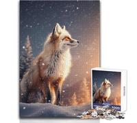 Puzzle da 1000 pezzi con volpe rossa al tramonto sulla scogliera per adolescenti, gioco di pensiero logico interattivo, ideale come regalo per occasioni memorabili, dimensioni 38x52cm