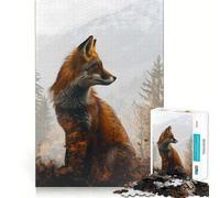 Puzzle da 1000 pezzi con volpe rossa, alberi e montagne, ideale per ragazzi Gioco di logica, relax e divertimento Taglio preciso Regalo artistico (38x26cm)
