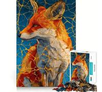 Puzzle da 1000 pezzi con volpe rossa e crepe dorate in stile Kintsugi per adulti e ragazzi, gioco di abilità rilassante e divertente, con bordi netti, ideale come regalo per le festività (38x52cm)