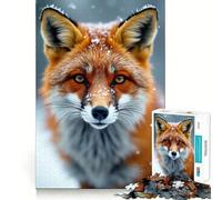 Puzzle da 1000 pezzi con volpe rossa e neve in inverno per adulti, ideale per stimolare la memoria e creare immagini divertenti da assemblare (38x26cm) (38x26cm)