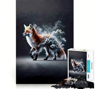 Puzzle da 1000 pezzi con volpe rossa nel fumo, ideale per adulti, gioco stimolante per l'intelletto, rilassante e con tagli precisi, perfetto come regalo di Babbo Natale (38x26cm)
