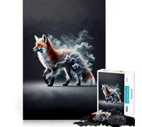 Puzzle da 1000 pezzi con volpe rossa nel fumo, per adulti, gioco di logica, divertimento rilassante, pezzo da collezione artistico dai tagli precisi (38x52cm)