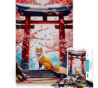 Puzzle da 1000 pezzi con volpe Sakura Kitsune per adolescenti, gioco di logica fine, divertimento rilassante, decorazione da parete con bordi puliti (38x52cm)