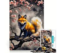 Puzzle da 1000 pezzi con volpe Sakura Kitsune per adolescenti, gioco di logica, momento di pace, taglio perfetto, lista dei desideri di Babbo Natale (50x75cm)