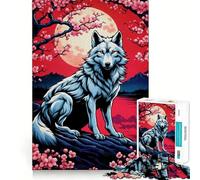 Puzzle da 1000 pezzi con volpe Sakura Kitsune per adolescenti, stimola la memoria, rilassante, taglio premium, sorpresa di compleanno (50x75cm)