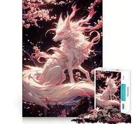 Puzzle da 1000 pezzi con volpe Sakura Kitsune per adolescenti, stimola la memoria, rilassante, taglio premium, sorpresa di compleanno (38x26cm)