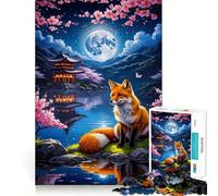 Puzzle da 1000 pezzi con volpe Sakura Kitsune per adulti e ragazzi, gioco di logica solido, silenzioso e divertente, taglio di precisione, Babbo Natale, scegli il tuo desiderio (38x26cm)