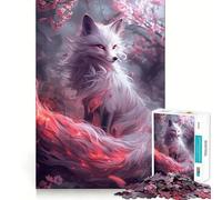 Puzzle da 1000 pezzi con volpe Sakura Kitsune per adulti, gioco per esercizi mentali, relax, taglio di precisione, regalo elegante (50x75cm)
