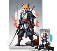 Puzzle da 1000 pezzi con volpe samurai per adulti, gioco di logica intelligente, divertimento casual, bordi lisci, decorazione da parete (50x75cm)