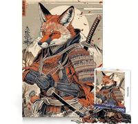 Puzzle da 1000 pezzi con volpe samurai per adulti, gioco stimolante per la casa, taglio liscio, sorpresa di Natale (50x75cm)