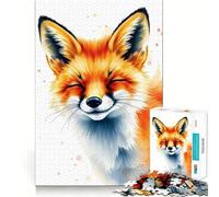 Puzzle da 1000 pezzi con volpe sorridente ad acquerello per ragazzi, giocattolo intelligente per la casa, taglio preciso, regalo premuroso 38x26cm