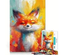 Puzzle da 1000 pezzi con volpe sorridente e bordi senza soluzione di continuità,gioco di logica e divertimento,ideale per momenti di svago,regalo artistico di Natale 38x52cm