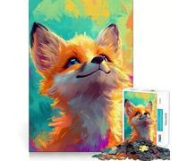 Puzzle da 1000 pezzi con volpe sorridente per adulti, gioco di logica puro, divertente e rilassante, con tagli netti, 50x75cm