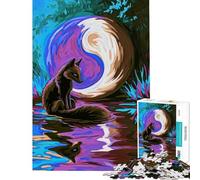 Puzzle da 1000 pezzi con volpe viola e luna Yin Yang Aiuta a stimolare la mente decora la casa e gioca in famiglia Adatto a partire dai 14 anni 38x26cm