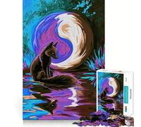 Puzzle da 1000 pezzi con volpe viola e luna Yin Yang per adulti, ideale per allenare la mente, rilassare e divertirsi con l'arte dell'assemblaggio, perfetto come regalo per le vacanze (50x75cm)