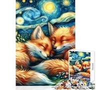 Puzzle da 1000 pezzi con volpi accoglienti sotto le stelle gioco rilassante taglio di precisione decorazione da parete ideale come regalo per tutta la famiglia (50x75cm)