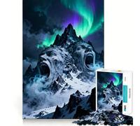 Puzzle da 1000 pezzi con volti di montagne urlanti e aurora boreale, ideale per adolescenti, gioco di logica, evasione rilassante, bordi trasparenti, regalo di compleanno (38x52cm)