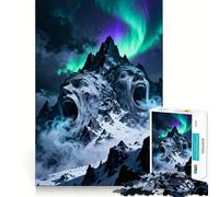 Puzzle da 1000 pezzi con volti di montagne urlanti e aurora boreale per adulti ideale per stimolare la mente per il divertimento di tutta la famiglia con taglio di precisione e come regalo (38x26cm)