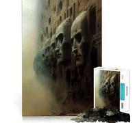 Puzzle da 1000 pezzi con volti di pietra tra le rovine, ideale per adolescenti, gioco cognitivo per un divertimento lento Bordo di alta qualità Scegli il desiderio di Babbo Natale 50x75cm