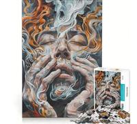 Puzzle da 1000 pezzi con volto astratto nel fumo, gioco interattivo, allena la mente e la manualità, compleanno e Natale 38x26cm