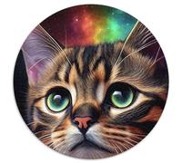 Puzzle da 1000 pezzi con volto di animale della galassia di gatto per adulti Puzzle rotondi da 1000 pezzi per adulti Ideale per gli innamorati,perfetto regalo di Natale,Capodanno e San Valentino