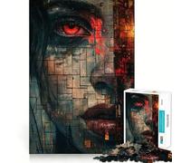 Puzzle da 1000 pezzi con volto di donna per adulti,esercizio mentale,taglio di precisione,bordi lisci,rilassante attività di gruppo al chiuso (38x26cm)