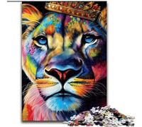 Puzzle da 1000 pezzi con volto di leone colorato in legno, rompicapo ad alta difficoltà per adolescenti, 50x75cm, Natale o compleanni