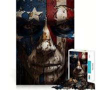 Puzzle da 1000 pezzi con volto di uomo patriottico per adulti, gioco di logica, rilassante e divertente, ideale come regalo di Babbo Natale (38x52cm)