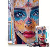 Puzzle da 1000 pezzi con volto dipinto sul muro, ideale per adulti, un gioco intelligente per la casa, con taglio preciso e decorazione murale (38x26cm)