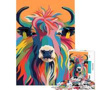 Puzzle da 1000 pezzi con yak astratto piatto per gioco educativo e sfida regalo di compleanno impegnativo (dimensioni 75x50cm)