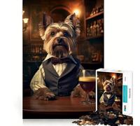 Puzzle da 1000 pezzi con Yorkshire Terrier al pub per adulti,gioco di problem solving di livello professionale,attività rilassante di gruppo al chiuso (50x75cm)