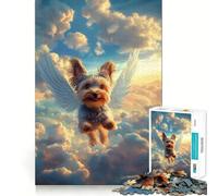 Puzzle da 1000 pezzi con Yorkshire Terrier e ali d'angelo per adulti,gioco di memoria divertente,attività di taglio professionale,rilassante e di gruppo per interni (50x75cm)