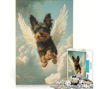 Puzzle da 1000 pezzi con Yorkshire Terrier e angelo decorazione da parete stimolante da completare ideale per rafforzare l'amore tra le coppie 38x52cm