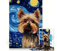 Puzzle da 1000 pezzi con Yorkshire Terrier e stelle,divertente gioco mentale,senza spazi vuoti,design a incastro perfetto, riunioni di famiglia (38x52cm)