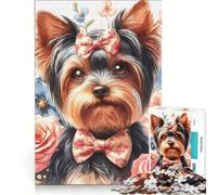 Puzzle da 1000 pezzi con Yorkshire Terrier tra i fiori gioco rompicapo sfida impegnativa ideale come regalo per tutta la famiglia 50x75cm