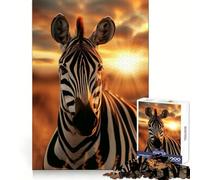 Puzzle da 1000 pezzi con zebra al tramonto, animale, abilità logica, svago consapevole, precisione, assemblaggio accurato, regalo premuroso (38x52cm)