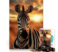 Puzzle da 1000 pezzi con zebra al tramonto,ideale per adulti,gioco di potenziamento mentale,taglio laser per un incastro perfetto,divertimento in famiglia,attività serale (50x75cm)
