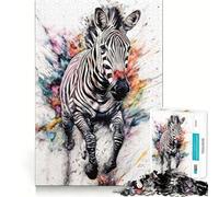 Puzzle da 1000 pezzi con zebra astratta ad acquerello,divertente per allenare la mente,con pezzi che si incastrano perfettamente e con precisione,un hobby affascinante per i momenti di svago (50x75cm)