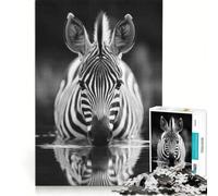 Puzzle da 1000 pezzi con zebra che beve acqua gioco rompicapo sfida impegnativa ideale come regalo per tutta la famiglia 38x52cm