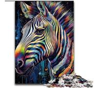 Puzzle da 1000 pezzi con zebra colorata per adulti e adolescenti, gioco stimolante e per famiglie con poster abbinato e foglio di quiz (dimensioni 26x38cm)