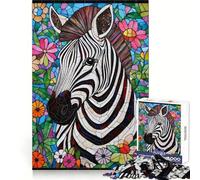 Puzzle da 1000 pezzi con zebra in vetro colorato per adulti, gioco per esercitare la mente, divertimento casual, taglio di precisione, regalo artistico 50x75cm
