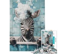 Puzzle da 1000 pezzi con zebra nella vasca da bagno difficile e stimolante che richiede analisi e logica Giocattolo fai-da-te per ragazzi dai 14 anni in su (38x26cm)