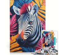 Puzzle da 1000 pezzi con zebra nella vegetazione tropicale gioco educativo rilassante e stimolante per la mente ideale come decorazione da scrivania 50x75cm
