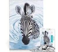 Puzzle da 1000 pezzi con zebra nell'acqua arte digitale gioco rompicapo sfida impegnativa ideale come regalo per tutta la famiglia 38x52cm